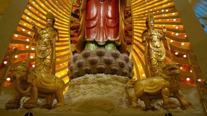 The Final Visual Effect of Gold Leaf on the Samantabhadra Statue