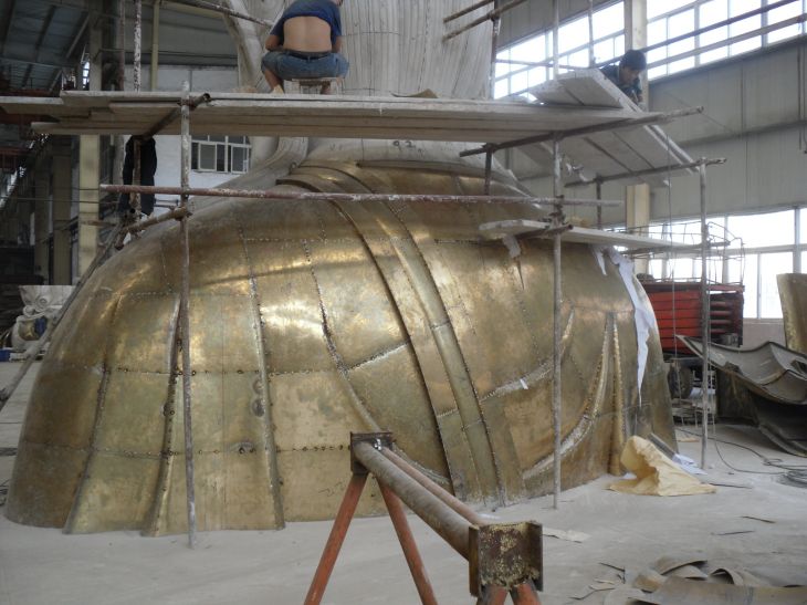  Cooper Bronze Panels Welded on the Model of Maitreya Buddha Statue